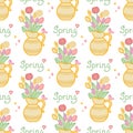 Seamless pattern with a bouquet of spring flowers